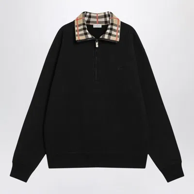 Burberry Mens Logo-embroidered Funnel-neck Cotton Sweatshirt Black Xl In Black