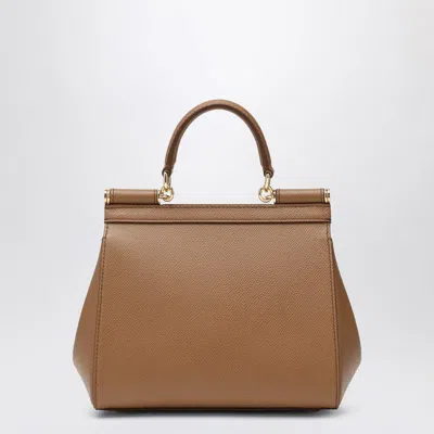 Dolce & Gabbana Medium Caramel Sicily Hand Bag In Brown