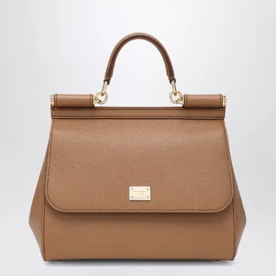 Dolce & Gabbana Large Caramel Sicily Hand Bag In Brown