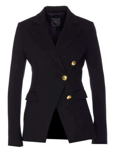 Pinko Double-breasted Flap Pockets Jacket In Blue