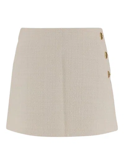Pinko Button-detailed Miniskirt In Neutral