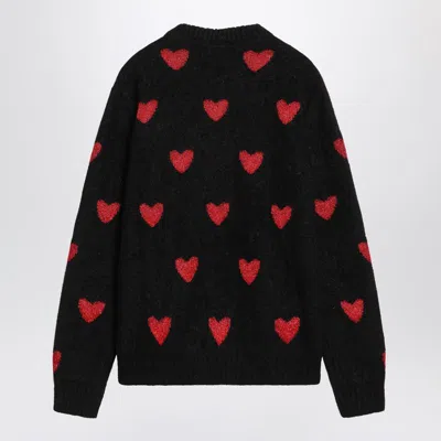 Valentino Wool And Mohair Sweater With Lurex Hearts In Black