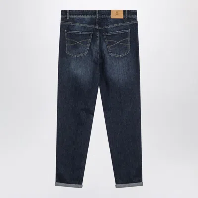 Brunello Cucinelli Denim Trousers Washed Effect In Blue