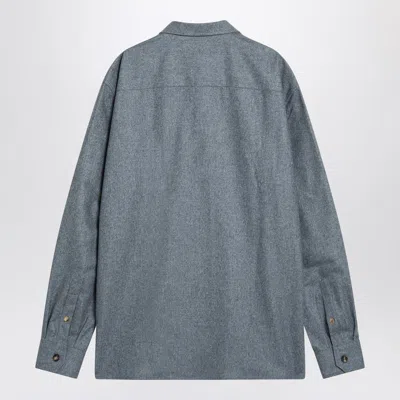 Brunello Cucinelli Shirt Cloud Wool Chest Pockets In Blue