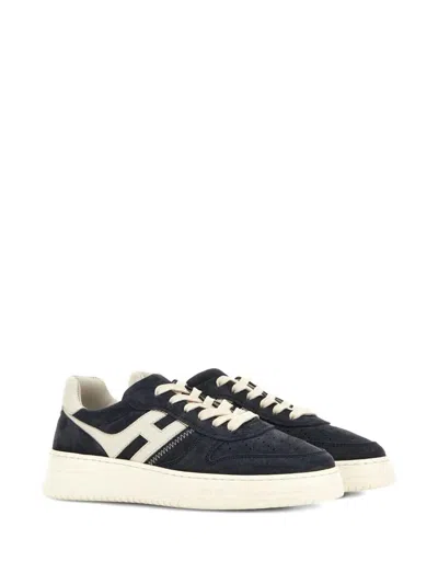 Hogan Midnight Blue Suede Sneakers In Blue