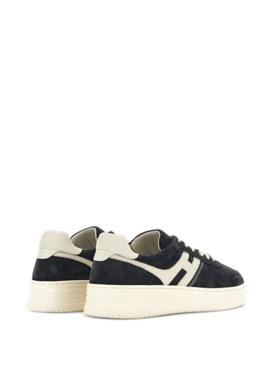 Hogan Midnight Blue Suede Sneakers In Blue