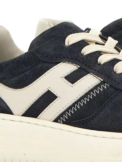 Hogan Midnight Blue Suede Sneakers In Blue