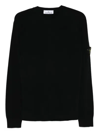 Stone Island Organic Cotton Crewneck Sweatshirt In Black