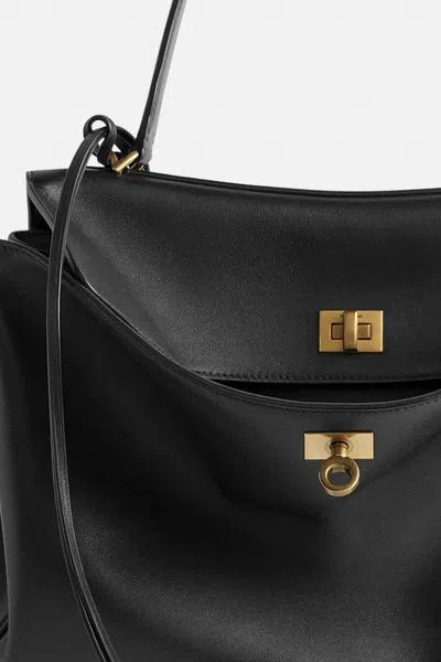 Balenciaga Rodeo Medium Handbag In Smooth Leather In Black