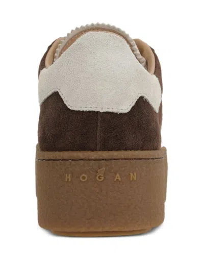 Hogan Suede Platform Sole Sneakers In Brown