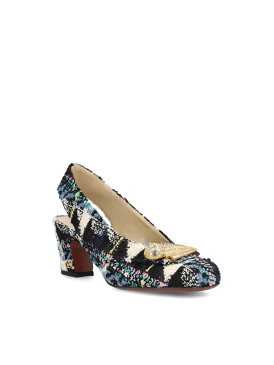 Valentino Adamantine Shiny Tweed Slingback Pumps In Blue