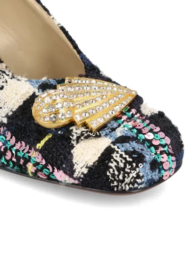 Valentino Adamantine Shiny Tweed Slingback Pumps In Blue