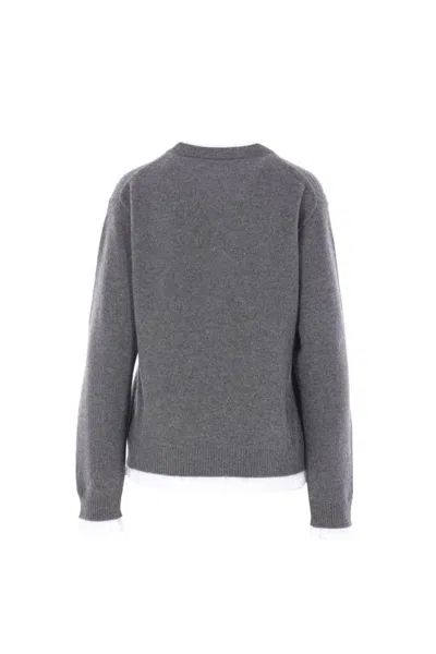 Miu Miu Cashmere Sweater With Contrasting Inserts In Gray