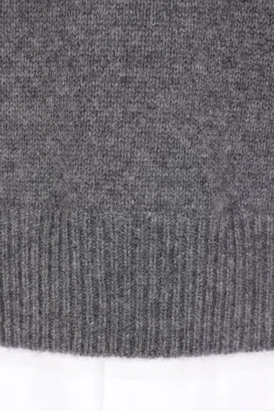 Miu Miu Cashmere Sweater With Contrasting Inserts In Gray