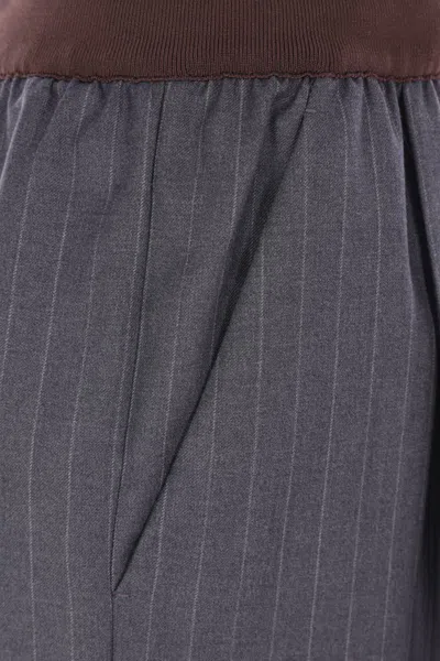 Miu Miu Virgin Wool Logo Pants In Blue