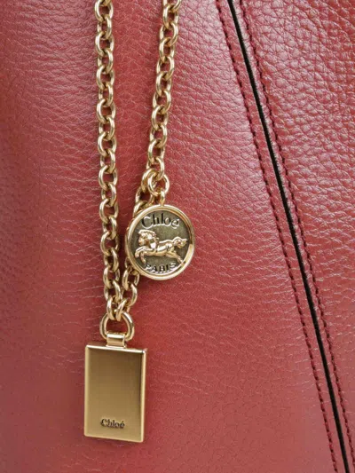Chloé Spin Tote Bag In Grained Leather In Pink