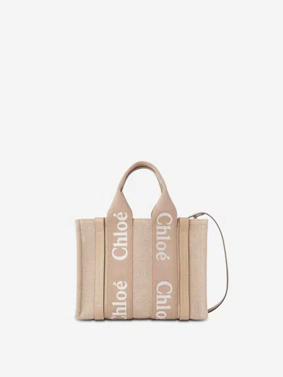 Chloé Woody Mini Tote Bag In Beige