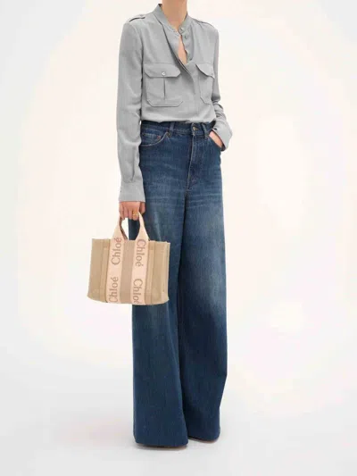 Chloé Woody Mini Tote Bag In Beige