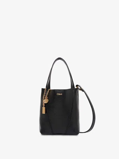 Chloé Spin Calf Leather Shoulder Bag In Black