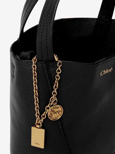 Chloé Spin Calf Leather Shoulder Bag In Black