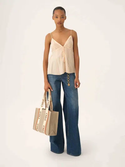 Chloé Women Beige Woody Tote Bag In Nude