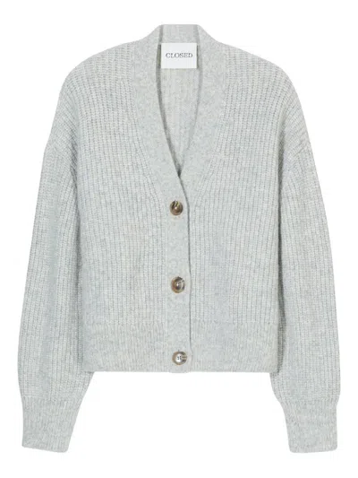 Closed Wool Blend V-necked Cardigan In Gray