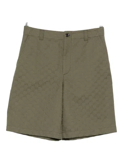 Gucci Gg Fabric Bermuda Shorts In Green