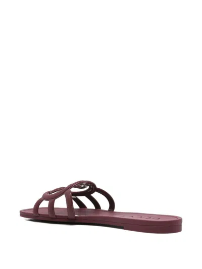 Gucci Palma Gg Rubber Flat Slide Sandals In Burgundy