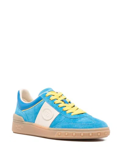 Valentino Upvillage Panelled Suede Sneakers In Blue