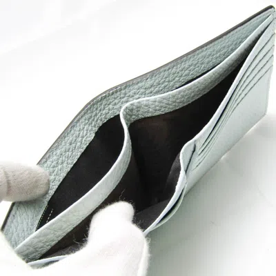Pre-owned Fendi Light Blue Gray Light Gray Leather Bill Wallet (bi-fold) () In Multi