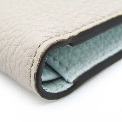 Pre-owned Fendi Light Blue Gray Light Gray Leather Bill Wallet (bi-fold) () In Multi
