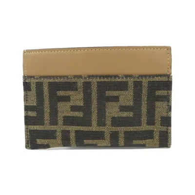 Pre-owned Fendi Silver Sand Canvas Leather Coin Purse/coin Case () In Multi