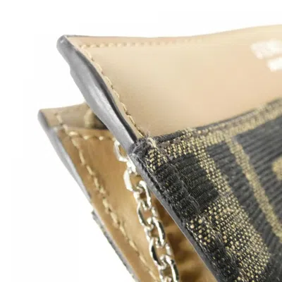 Pre-owned Fendi Silver Sand Canvas Leather Coin Purse/coin Case () In Multi