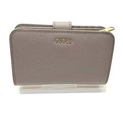 Pre-owned Furla Dark Beige Leather Wallet (bi-fold) ()