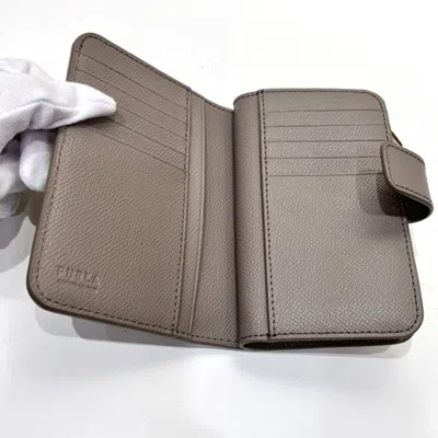 Pre-owned Furla Dark Beige Leather Wallet (bi-fold) ()