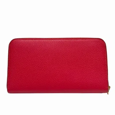 Pre-owned Furla Red Color Leather Long Wallet (bi-fold) ()