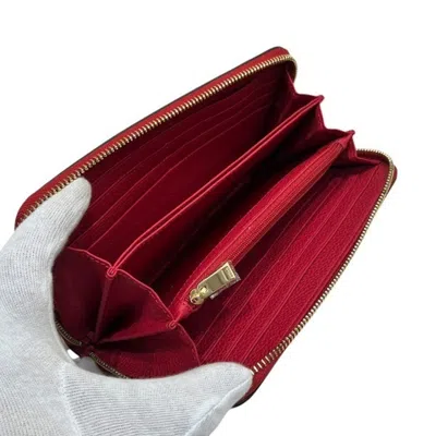 Pre-owned Furla Red Color Leather Long Wallet (bi-fold) ()