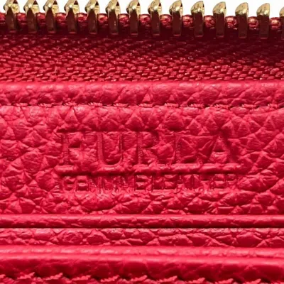 Pre-owned Furla Red Color Leather Long Wallet (bi-fold) ()