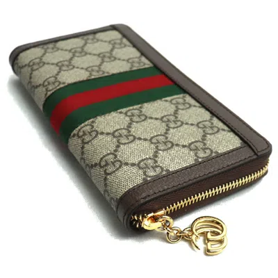 Pre-owned Gucci Beige Gg Canvas Leather Long Wallet (bi-fold) ()