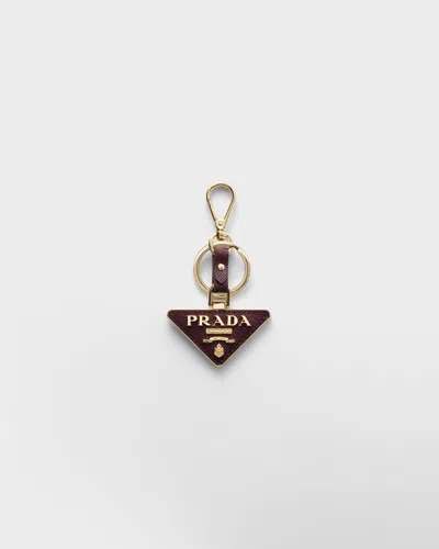 Prada Saffiano Leather And Metal Keychain In Multicolor