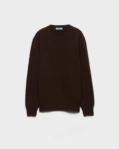 Prada Wool And Cashmere Crew-neck Sweater Clothing In Brown