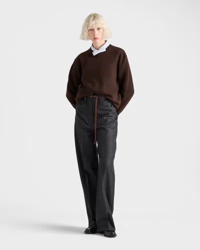 Prada Wool And Cashmere Crew-neck Sweater Clothing In Brown