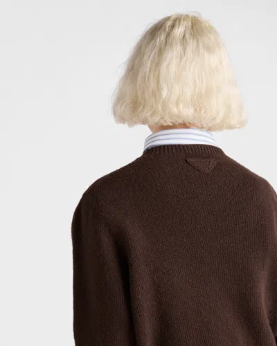 Prada Wool And Cashmere Crew-neck Sweater Clothing In Brown