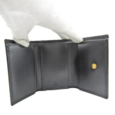 Pre-owned Gucci Black Leather Wallet (tri-fold) ()