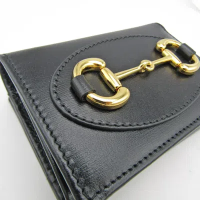 Pre-owned Gucci Black Leather Wallet (tri-fold) ()