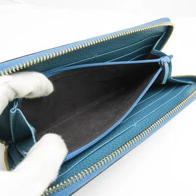 Pre-owned Gucci Blue Green Leather Long Wallet (bi-fold) () In Multi