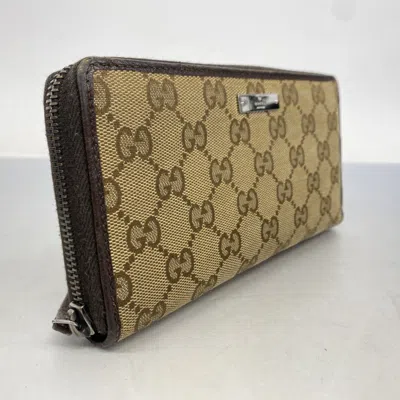 Pre-owned Gucci Brown Canvas Long Wallet (bi-fold) ()