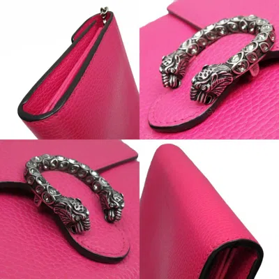 Pre-owned Gucci Pink Leather Chain/shoulder Wallet ()