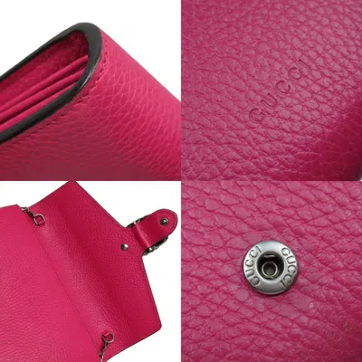 Pre-owned Gucci Pink Leather Chain/shoulder Wallet ()
