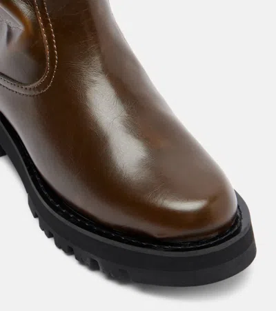 Ganni Studs High Boot Crinkle In Brown